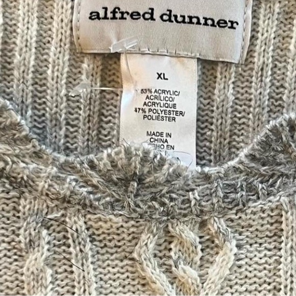 Alfred Dunner Gray White Cable Knit Sweater XL NWOT - Picture 2 of 3